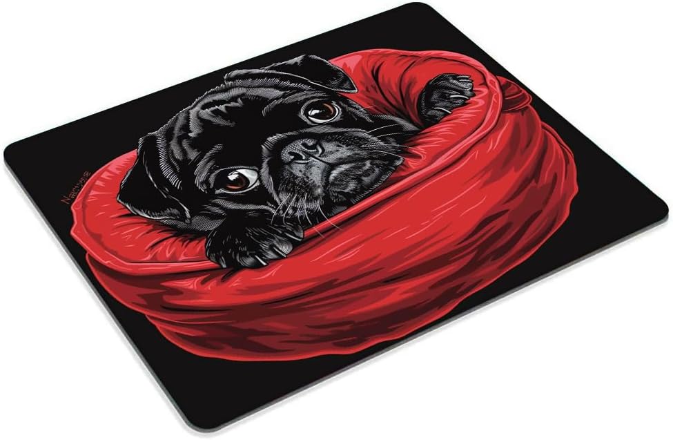 Square Mouse Pad Cartoon Black Bulldog-1,Gaming Mouse Pads for Desk,Soft Computer Waterproof Non-Slip Mouse Mat