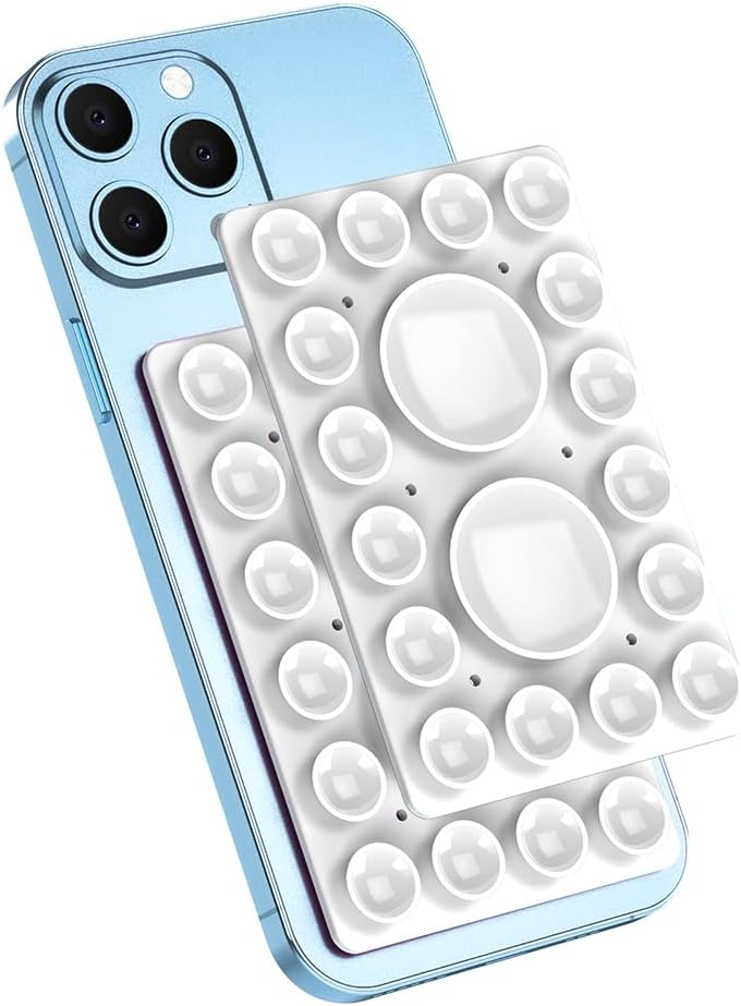 Silicone Suction Phone Holder Mount,Silicon Adhesive Phone Accessory for iPhone and Android, Hands-Free Mirror Shower Phone Holder,TikTok Videos and Selfies (White, Single Sided)