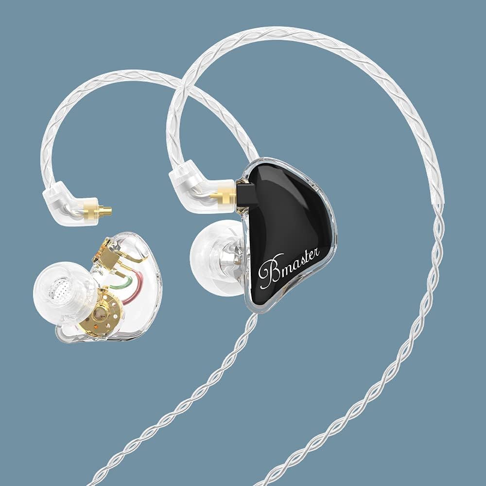 BASN in-Ear Monitors, Bmaster Triple Driver HiFi Stereo Noise-Isolating with Enhanced Bass for Musicians Stage/Audio Recording(PRO White/Black)