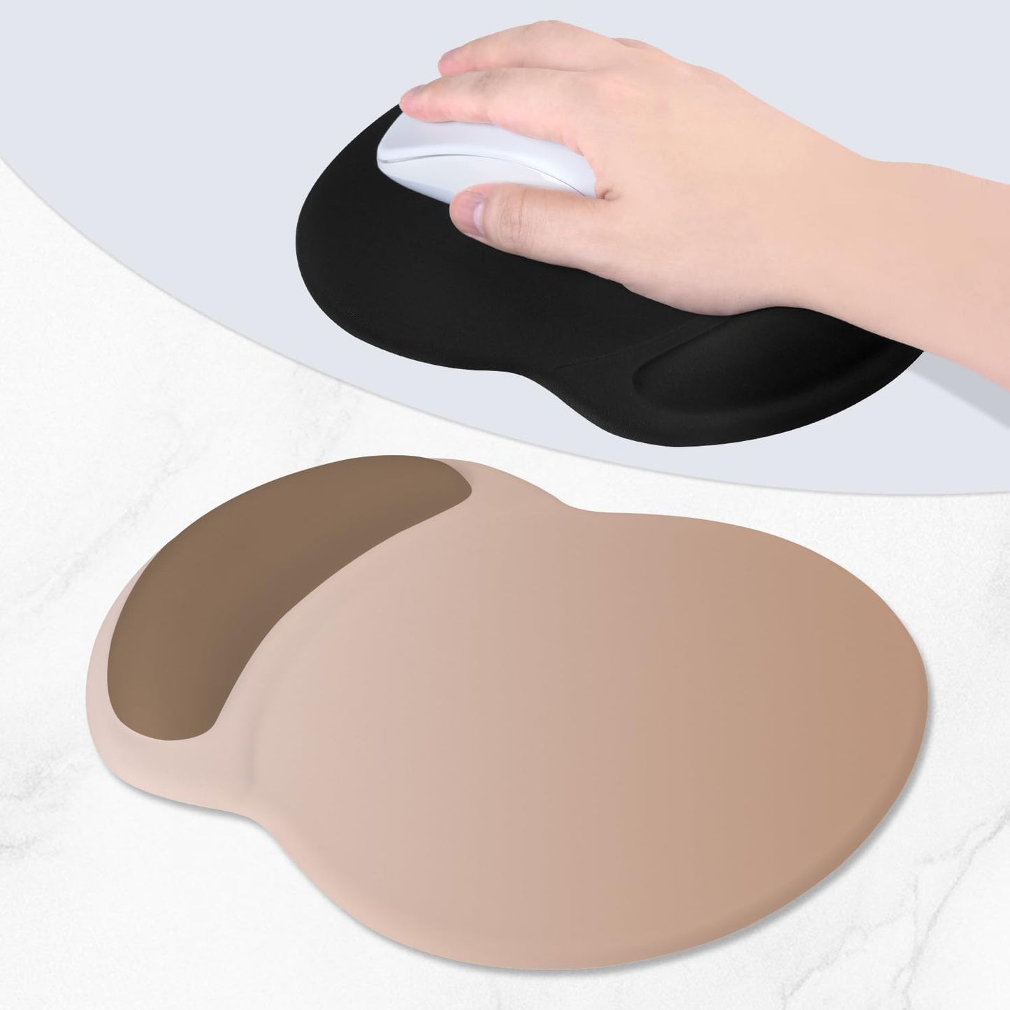 ITNRSIIET Ergonomic Mouse Pad with Comfort Gel Wrist Rest, Non-Slip PU Base, Smooth Textured Surface, Reduces Hand Fatigue & Wrist Pain, 8.7 x 7.2 Inch for Office Gaming Home, Soft Brown Gradient
