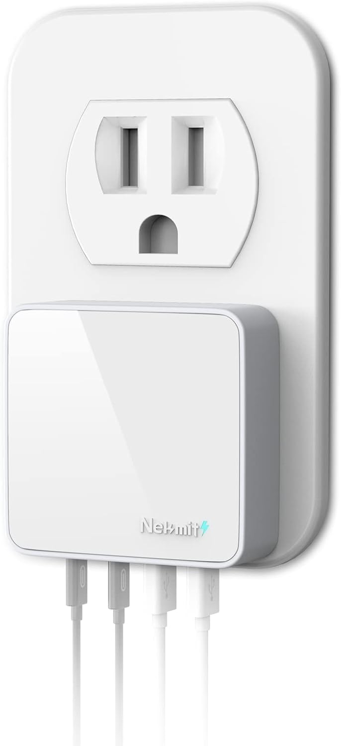 Nekmit USB C Charger, Thin Flat 52W 4-Port Fast Wall Charger with Two 20W Power Delivery and 2 Port for iPhone 14/14 Pro/14 Pro Max, Galaxy, Pixel, iPad Pro, AirPods More, Upgraded