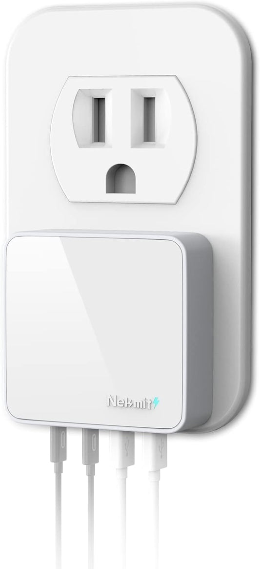 Nekmit USB C Charger, Thin Flat 52W 4-Port Fast Wall Charger with Two 20W Power Delivery and 2 Port for iPhone 14/14 Pro/14 Pro Max, Galaxy, Pixel, iPad Pro, AirPods More, Upgraded