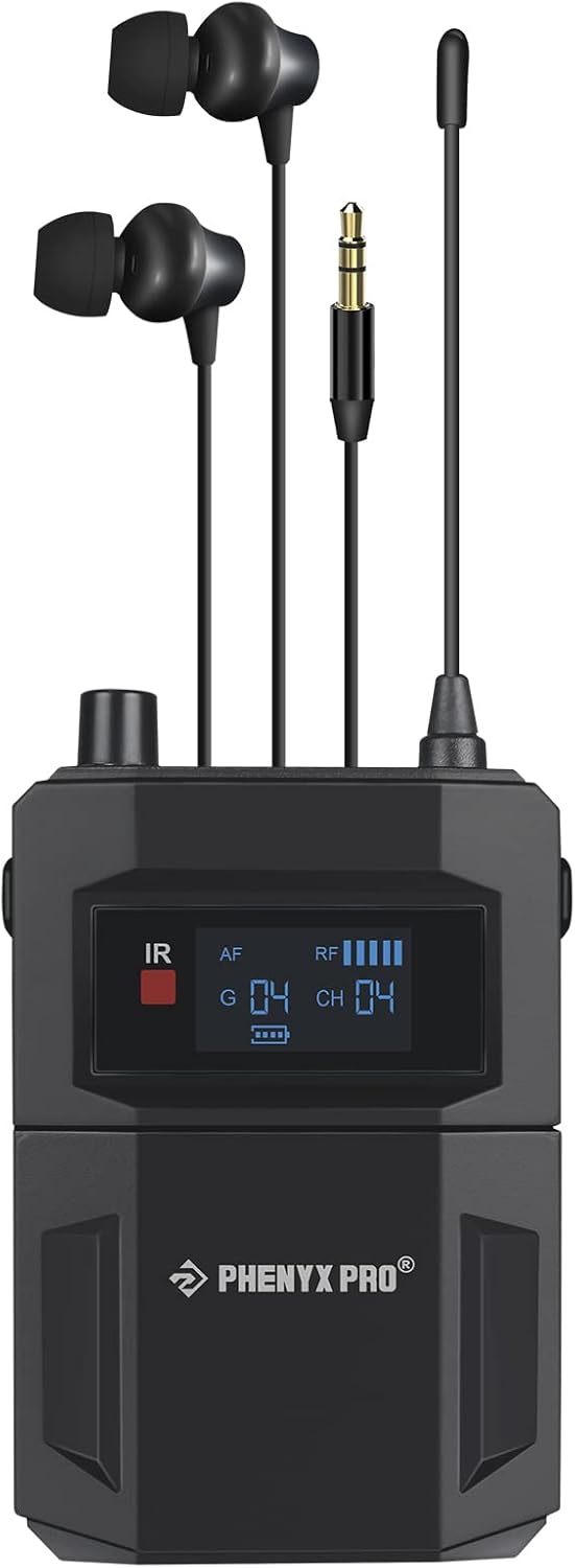 Phenyx Pro PTM-11/PTM-22 Mono Wireless in Ear Monitor System Bodypack Receiver, Performance with Adjustable Frequencies