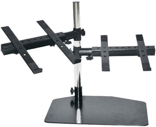 Pyle Portable Dual Laptop Stand – Standing Table Holder with Bracket Arms,Adjustable Height,Ergonomic Design, 360° Swivel for DJ Mixer,Sound Equipment,Workstation,Gaming & Home Use with Tilt Function