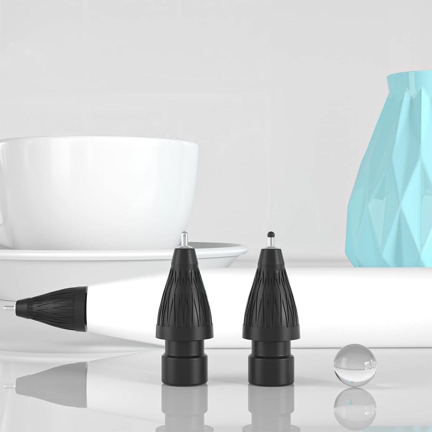 Upgraded Pencil Tips fits for Apple 2nd 1st Gen USB-C iPad Pro Pencil,No Wear Out Fine Point Apple Pen Tip &Noiseless Friction Nib Covers Set, Make iPencil 1 / Pencil 2 Work Like a Charm,Black