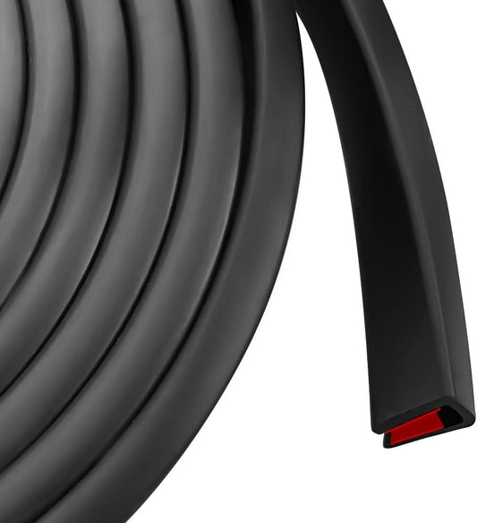 Rubber Edge Trim, Self Adhesive U Channel Edge Trim, U Shaped Trim for Plywood, Glasses, Mirror, Flexiglass, Sharp Edge Parts, Fit for 1/4", Length 20Ft, Black Color, Peel and Stick Plastic Trims