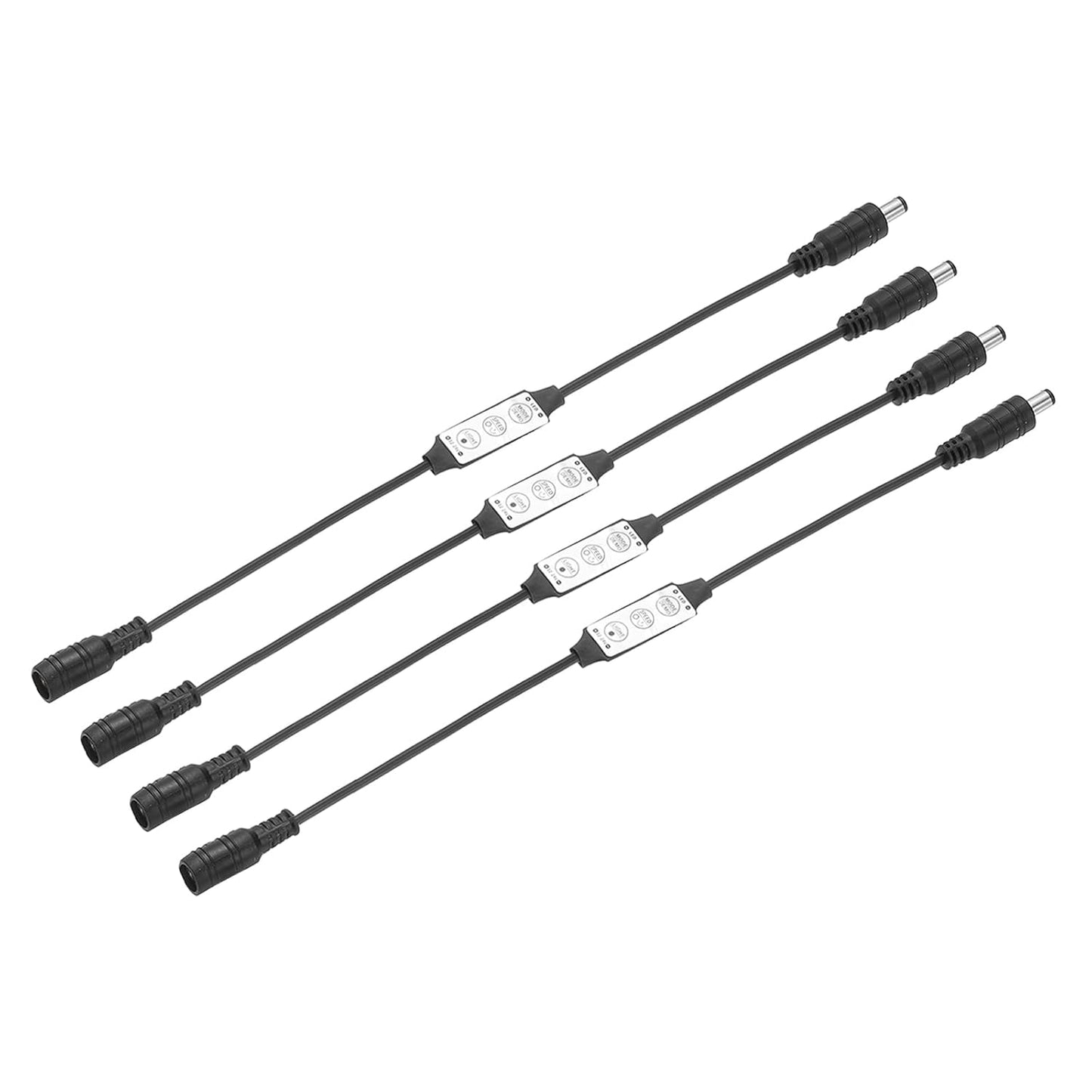 MECCANIXITY LED Strip Dimmer, 12V to 24V 6A Mini Brightness Adjustable Controller Lamp Switch with DC Plugs for Single Color Strips, Black Pack of 4