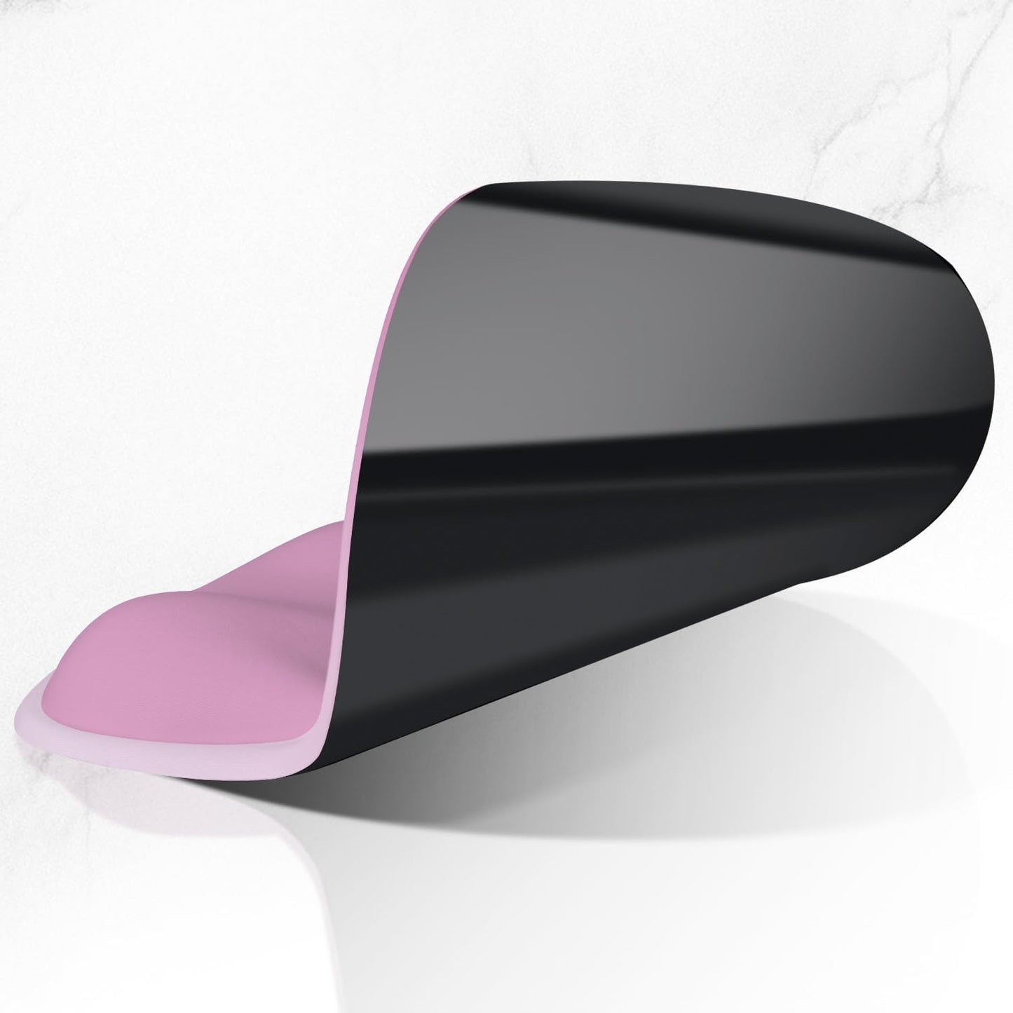 ITNRSIIET Ergonomic Mouse Pad with Wider Memory Foam Wrist Rest +17%, Curved Cushion Reduces Pressure 20%, Pain Relief, Non-Slip, Smooth, Cute Color Desk Accessory, 9.85 x 9 inch, Soft Pink Gradient