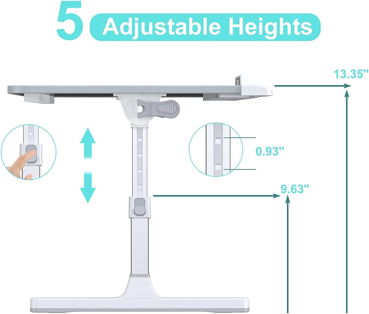 Laptop Bed Desk with Adjustable Heights and Angles, Upgraded-Sturdy Foldable Laptop Lap Desk for Bed/Sofa/Couch/Floor, Lap Tablet Desk (NO Drawer, Grey)