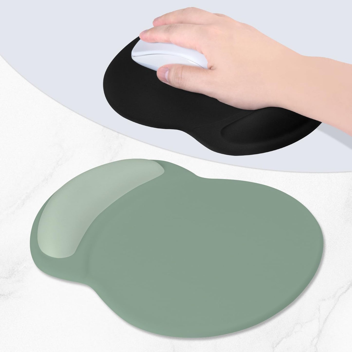 ITNRSIIET Ergonomic Mouse Pad with Comfort Gel Wrist Rest, Non-Slip PU Base, Smooth Textured Surface, Reduces Hand Fatigue & Wrist Pain, 8.7 x 7.2 Inch for Office Gaming Home, Sage Mint Gradient