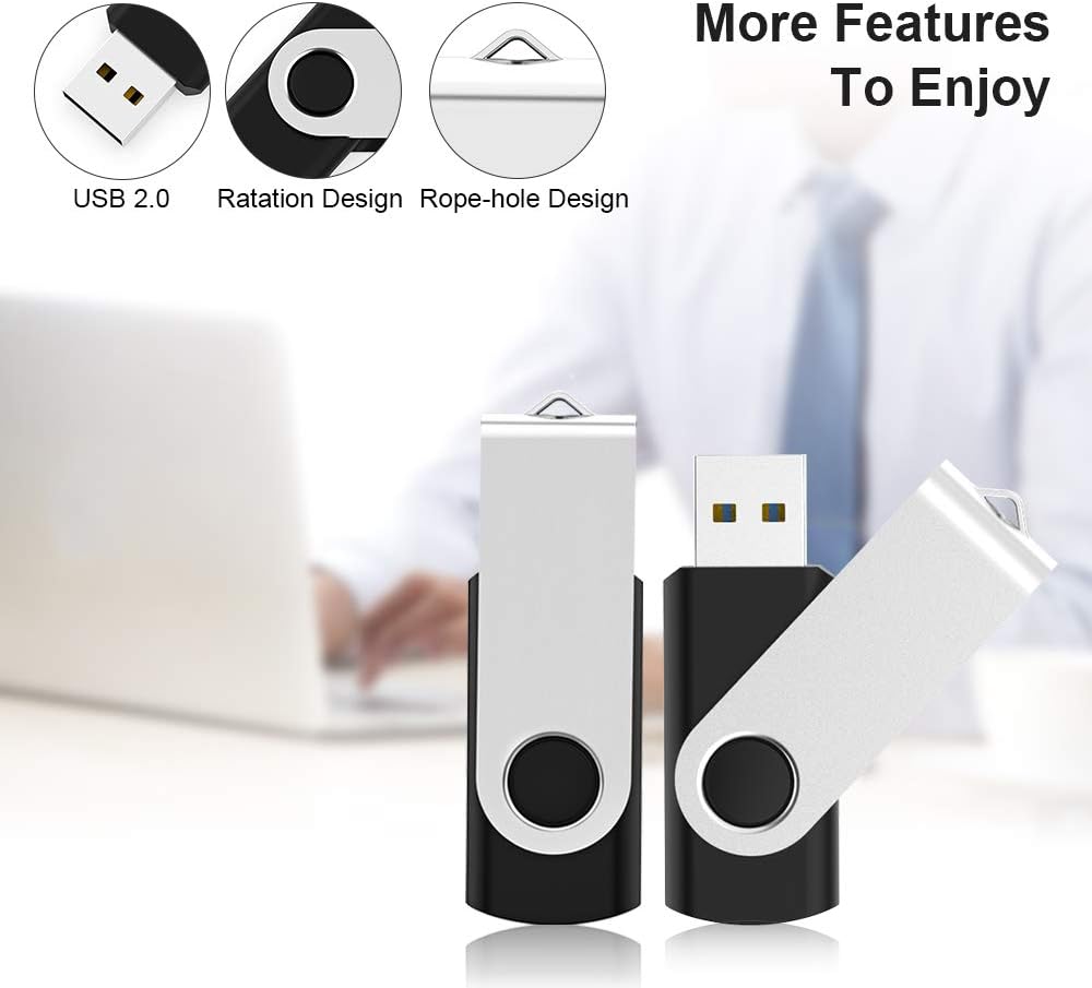 KEXIN 10 Pack 4GB Flash Drive Thumb Drive 4G USB Drive Memory Stick with LED Indicator, USB 2.0 Black