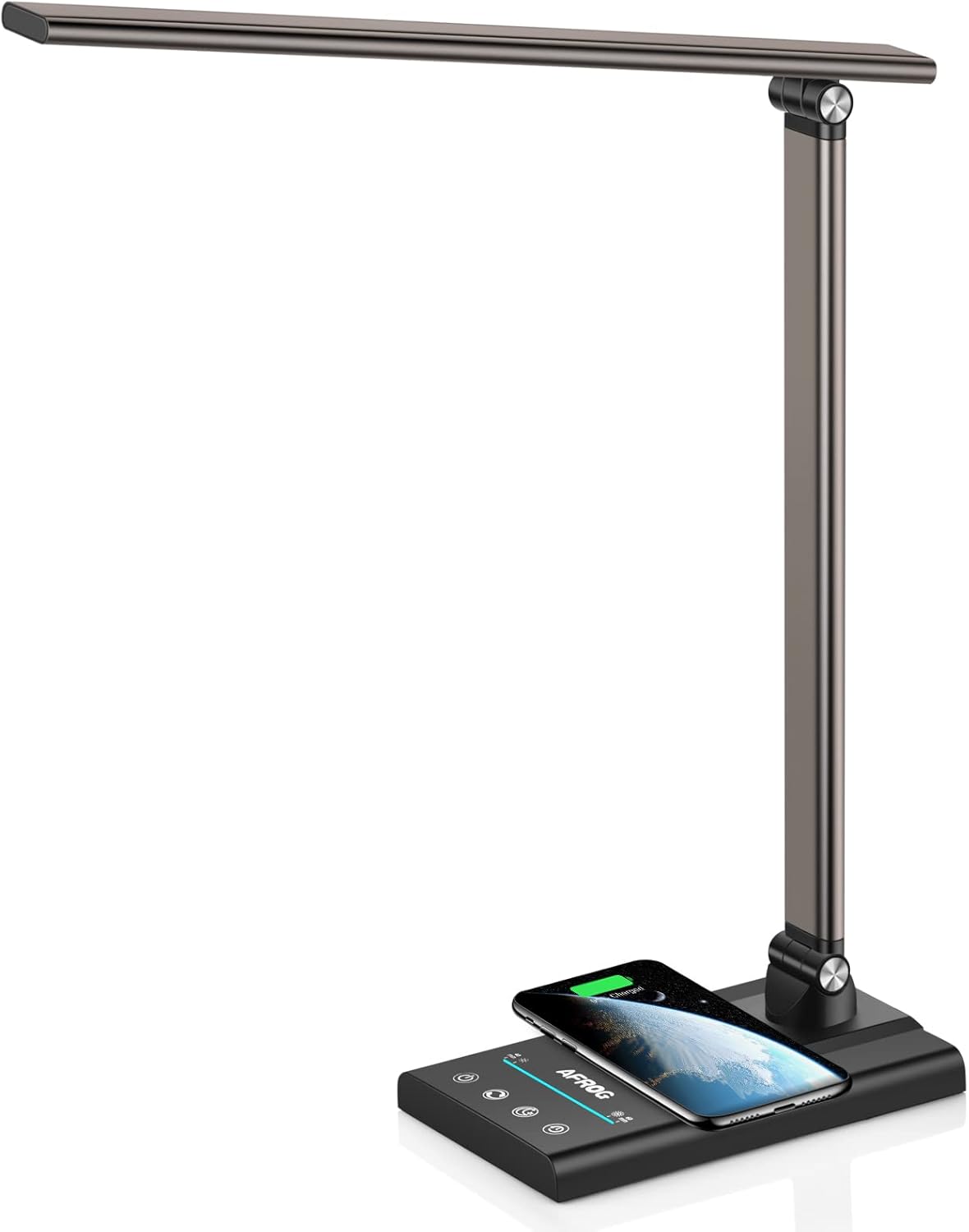 AFROG 5th Gen Multifunctional LED Desk Lamp with 10W Fast Wireless Charger, USB Charging Port,1800Lux Super Bright,5 Lighting Mode,7 Brightness, Touch Control, Auto Timer, 15W Office Table Lamp