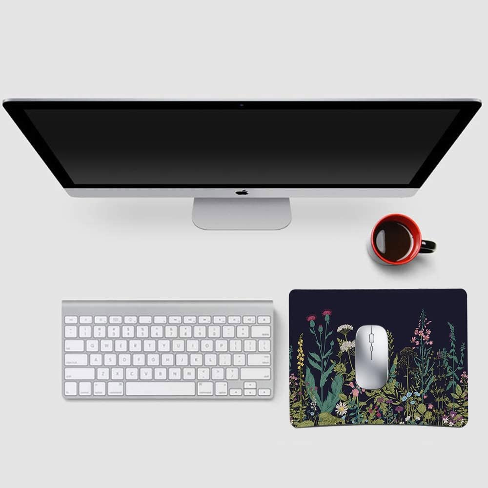 Mouse Pad, Gaming Mouse Pad, Non-Slip Rubber Base Mouse Mat with Designs for Laptop, Computer & Office, 9.5 x 7.9 x 0.12 inches (Flower)