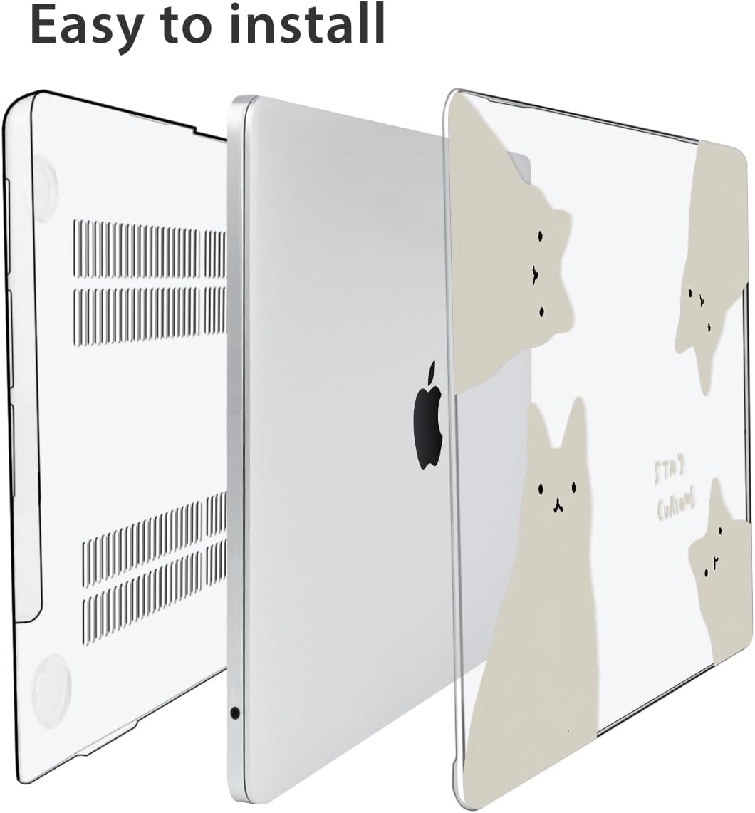 for 2025 2024 2023 2022 MacBook Air 13 inch Case M4 A3240 M3 A3113 M2 A2681 with Touch ID& 13.6" Liquid Retina Display, Plastic Hard Shell&Keyboard Cover&Screen Film&Webcam Cover, Cats