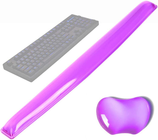 Silicone Gel Keyboard Wrist Rest Set Plus - ABRONDA Keyboard & Mouse Wrist Support Pad Office, Computer, Laptop, Mac - Durable, Comfortable and Pain Relief- Purple Set