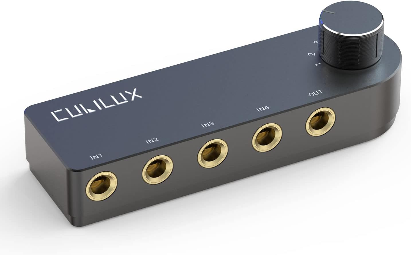 Cubilux Bidirectional 4-Channel 6.35mm Audio Selector, 1x TRS to 4X TRS Stereo 4-Port 1/4” Quarter Inch AUX Switch Box for Speaker, Headphones, Subwoofer, Home Audio System, Mixer, Amplifier