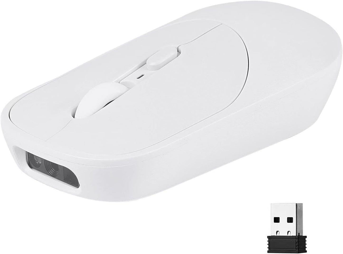 New Wireless Mouse Barcode Scanner, 2-in-1 Design 2D Handheld Barcode Scanner with Wireless Mouse Functions for POS System,Store,Supermarket, Warehouse.(White)
