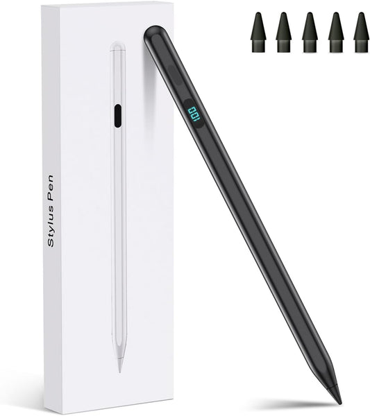 iPad Stylus Pencil(5 Extra Tips) with Magnetic Attachment,USB-C Faster Charge,Tilt Sensitivity Palm Rejection,Compatible with2018-2025 iPad ProM4/12.9/11,Air M3/M2/3/4/5,iPad6-11,Mini5/6/7Gen（Black）