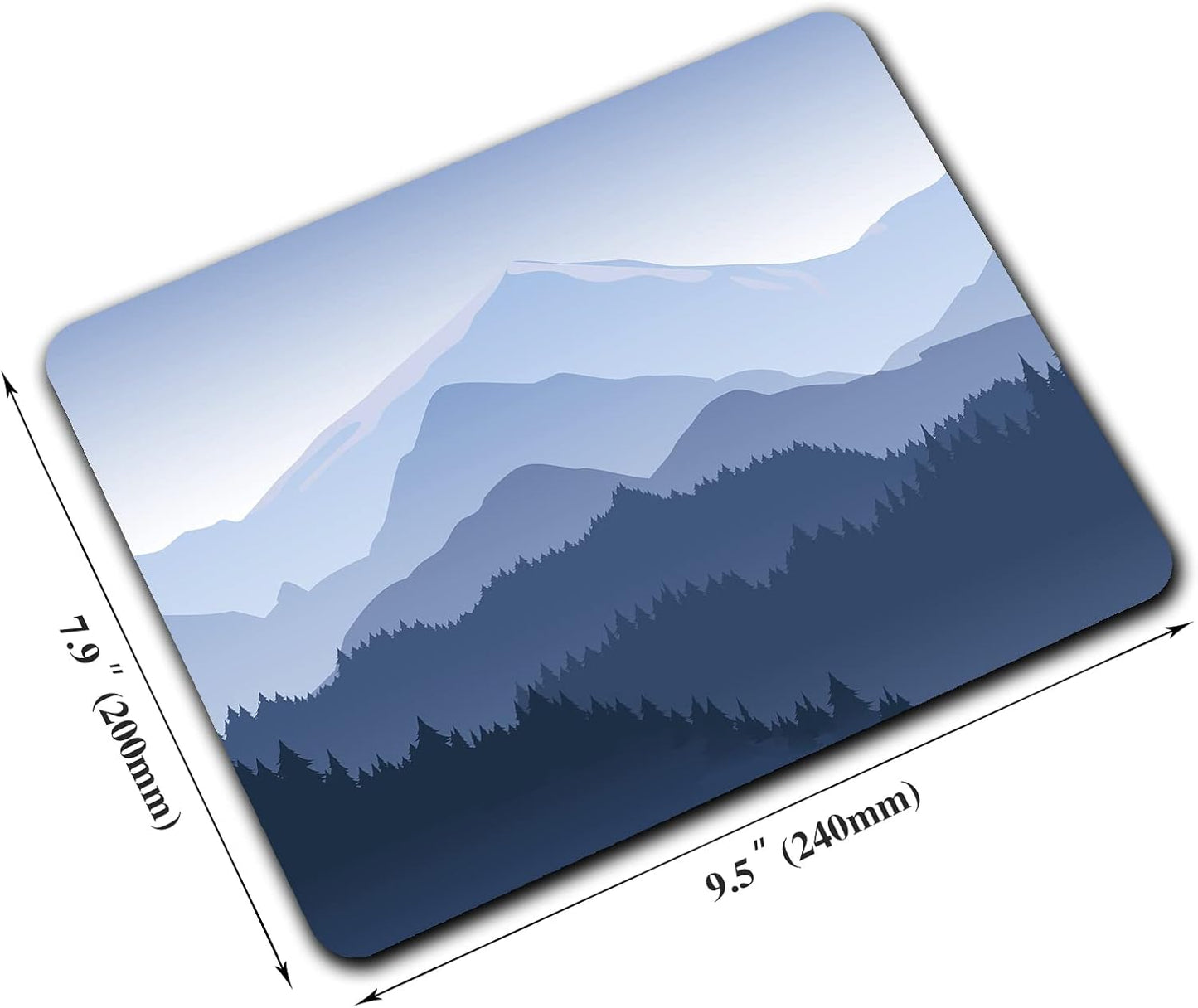 Pine Trees Forest Mouse Pad, Distant Mountain Mouse Pad for Design, Anti-Slip Rubber Base Wireless Mouse Pads for Laptop