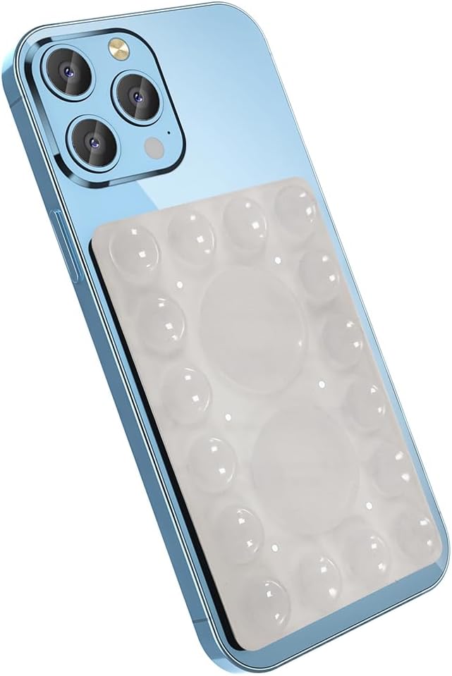 Silicone Suction Phone Holder Mount, Adhesive Accessory for iPhone and Android, Hands-Free Mirror Shower Holder for TikTok Videos and Selfies (Transparent, Single Sided)