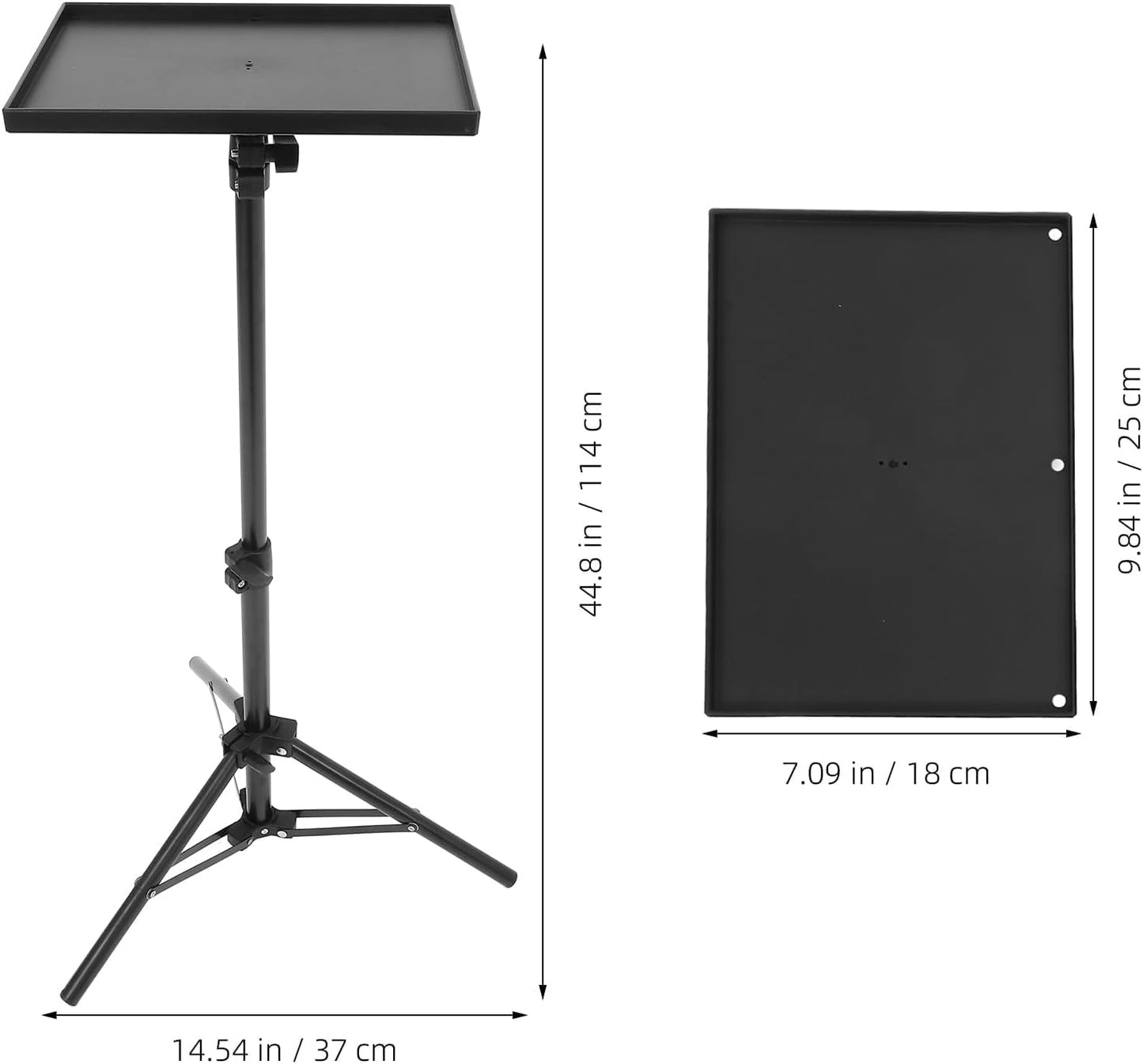 MAGICLULU Projector Stand Tripod 44.88 Inch Height Adjustable Tripod Stand Portable Projector Table with Tray for Office Home Movie Equiqment (Tray Size 7.09 x 9.84Inch)