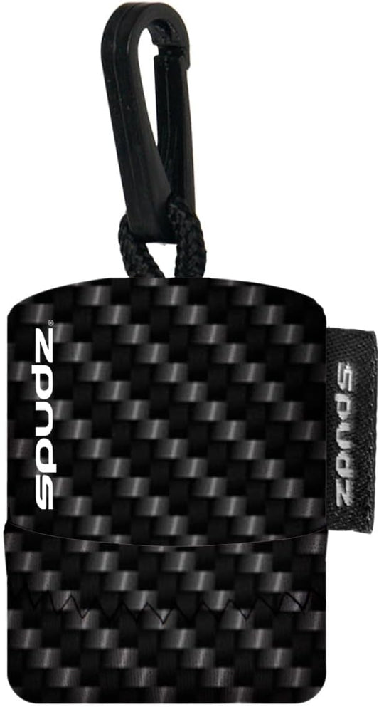 SPUDZ Ultra Microfiber Lens Cleaner – Closable Pouch, Clip-On, Washable – for Optics, Scopes, Glasses | Carbon Fiber, 6 x 6 Inch