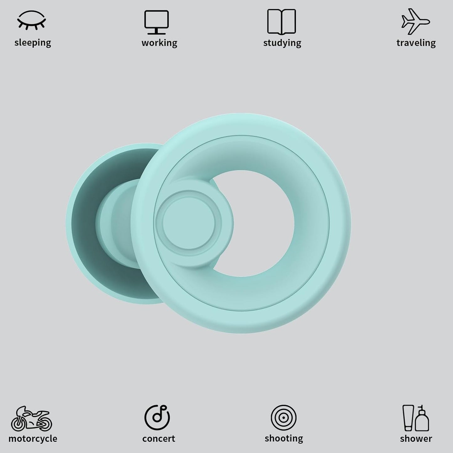 Ear Plugs for Noise Cancelling Ear Protection EarPlugs for Sleep,Concerts,Work,Study,8 Size Eartips with Small Box,Perfect -30dB Silicone Earplugs for Noise Reduction T-Blue