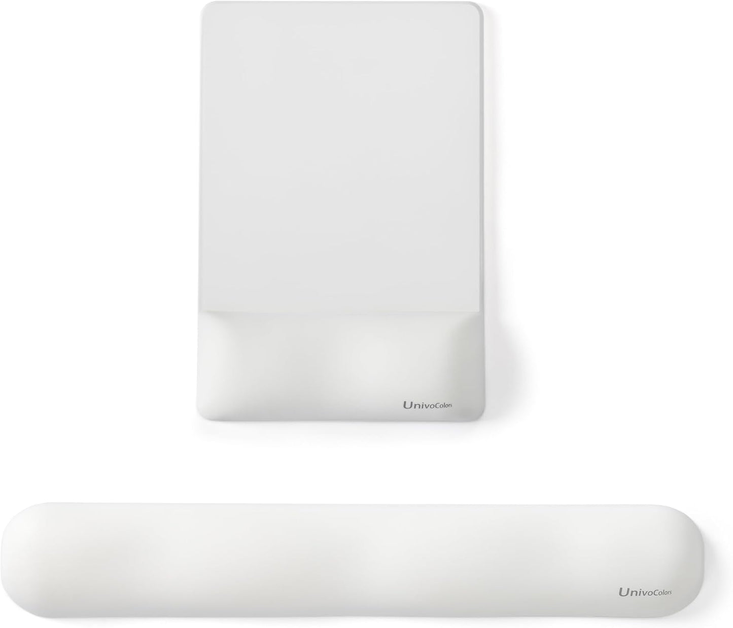 UnivoColors Design-Wave Set of Keyboad Wrist Rest & Mouce Pad,Artificial Sheepskin+Memory Foam+Ergonomic+Anti-Slip Gel, Resilience Support During Work and Gaming,Keyboard Accessory,White