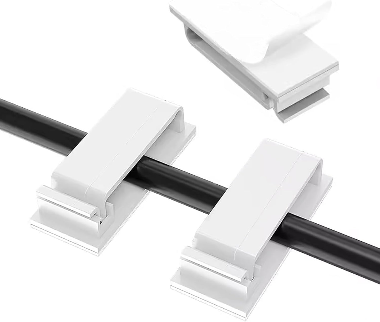 50 pcs 50 PCS Self Adhesive Cable Clips(L), Outdoor Light Clips, White Cord Wire Clips, 5.3 cm Nylon Cord Wall Finisher Wire Clamp for Home, Car, Office Desk Wire Management (White, L-50 PCS)