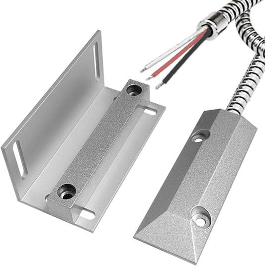 NO&NC 3 Wires Magnetic Garage Door Contacts Heavy Duty Alarm Switch Sensor for Roller Shutter with Adjustable Bracket