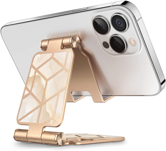 i-Blason Cell Phone Stand for Desk, Cell Phone Holder, Fits All Smart Phones, iPhone 16 15 14 13 Pro Max, Foldable Phone Stand Holder, Gold