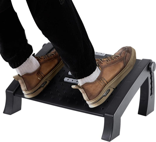 Foot Rest, Six Heights Adjustable Foot Rest for Under Desk at Work, Ergonomic Foot Stool for Under Office Desks, Under Desk Footrest with Foot Massage Roller, Office Leg Rest (Classics)