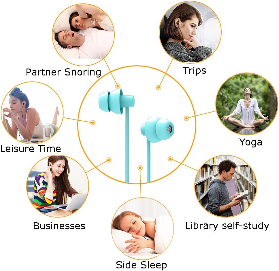 MAXROCK Sleep Earbuds,Ultra Soft Lightweight Sleep Earphones Headphones with Volume Control and Mic for Insomnia, Side Sleeper, Snoring, Air Travel, Meditation & Relaxation (Acid Blue)