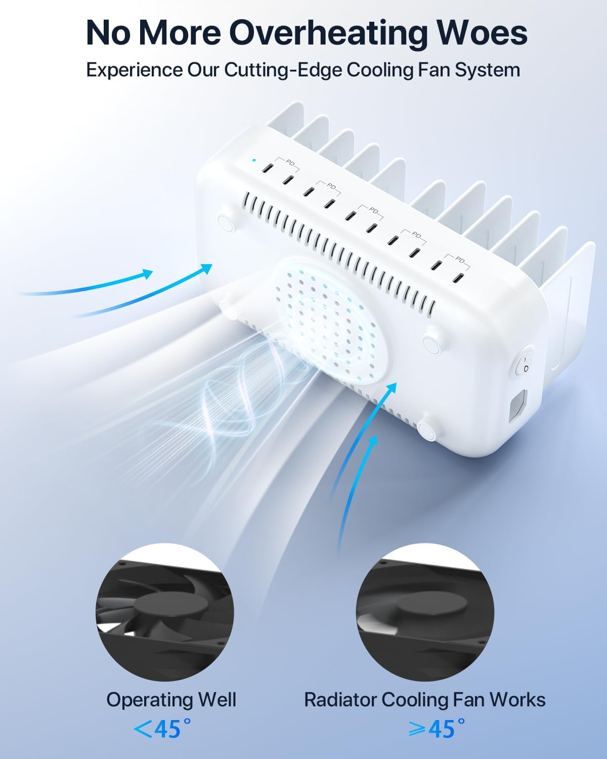 SooPii USB Charging Station,100W Fast Charging Station for Multiple Devices with 10pcs USB C Cables,10-Port Type C Phone Charger Station Organizer Compatible with lPad,Tablet,Kindle and More(White)