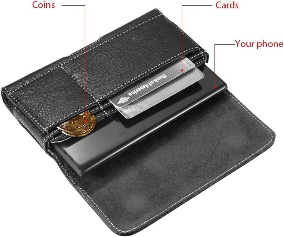 GW USA for for Samsung Galaxy S25 S24 Ultra Plus, Z Fold 7 6 Holster Black Leather Carrying Cell Phone Holder Belt Clip Holster Case Pouch for iPhone 14 15 16 17 Pro Max 14 15 16 Plus 17 Air