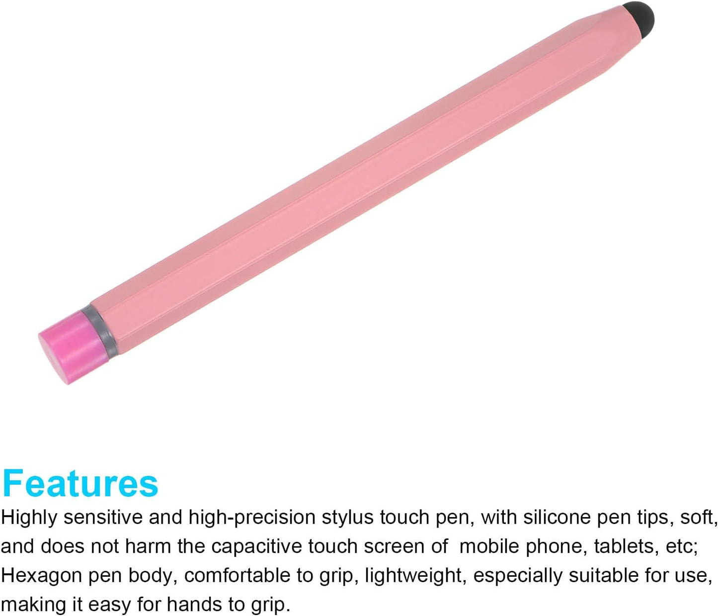 MECCANIXITY 2pcs Stylus Pens for Touch Screens Hexagon Crayon Stylus Pen Universal Capacitive Stylus for All Touch Screen Devices, 4.7" Pink