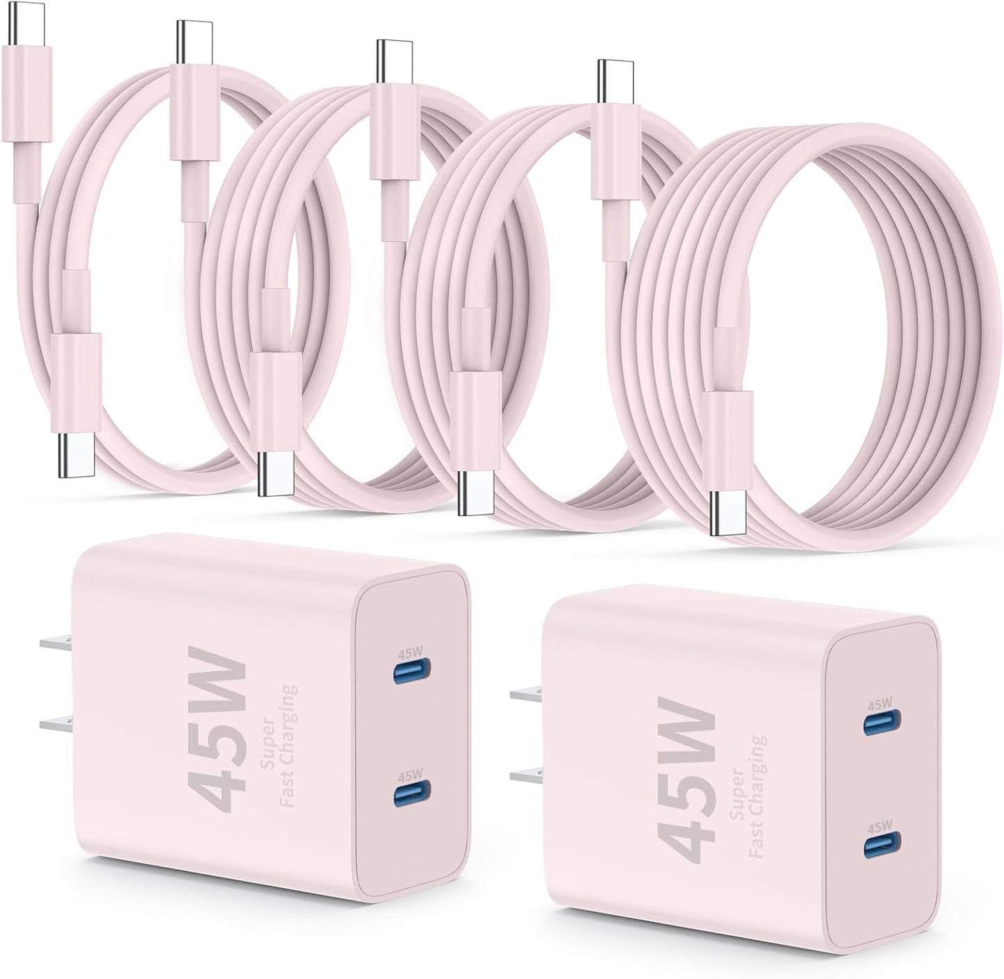 Super Fast Samsung Charger Type C,45W Dual Port USB C Fast Charger Block [2-Pack] & Extra Long 60W 3/6/6/10FT USB C Cable - PD Quick Charging 3.0 for Samsung Galaxy S25 Ultra/S24+/S23 iPhone 16