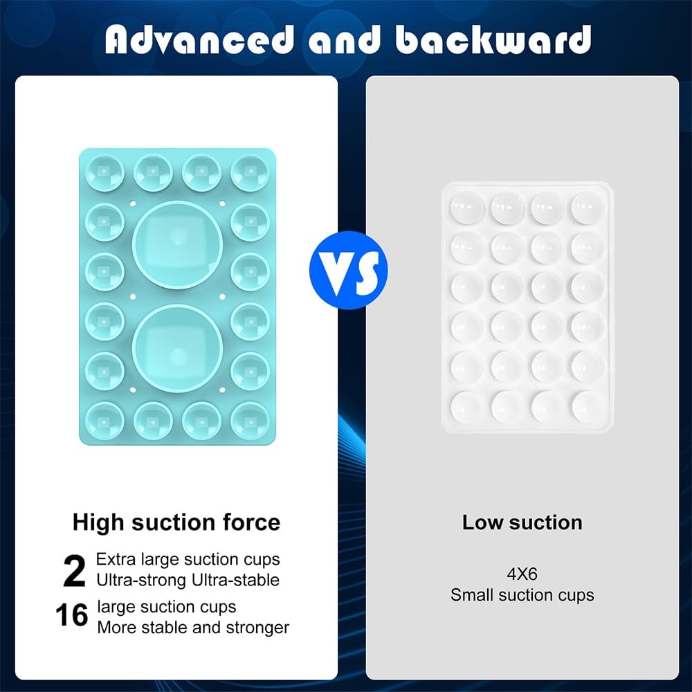 Silicone Suction Phone Holder Mount,Silicon Adhesive Phone Accessory for iPhone and Android, Hands-Free Mirror Shower Phone Holder,TikTok Videos and Selfies (Light Blue, Single Sided)