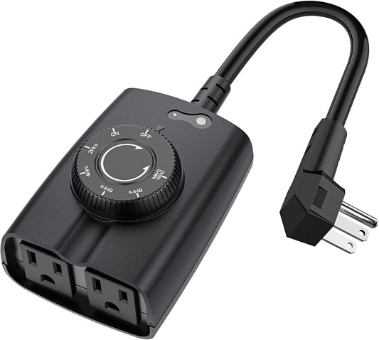 G-Homa Dusk to Dawn Outdoor Timer for Light Sensor Timer Waterproof 2 Grounded Outlets Timers for Christmas Light, 15A 1/2HP, CSA Listed (Turns on After Dusk)