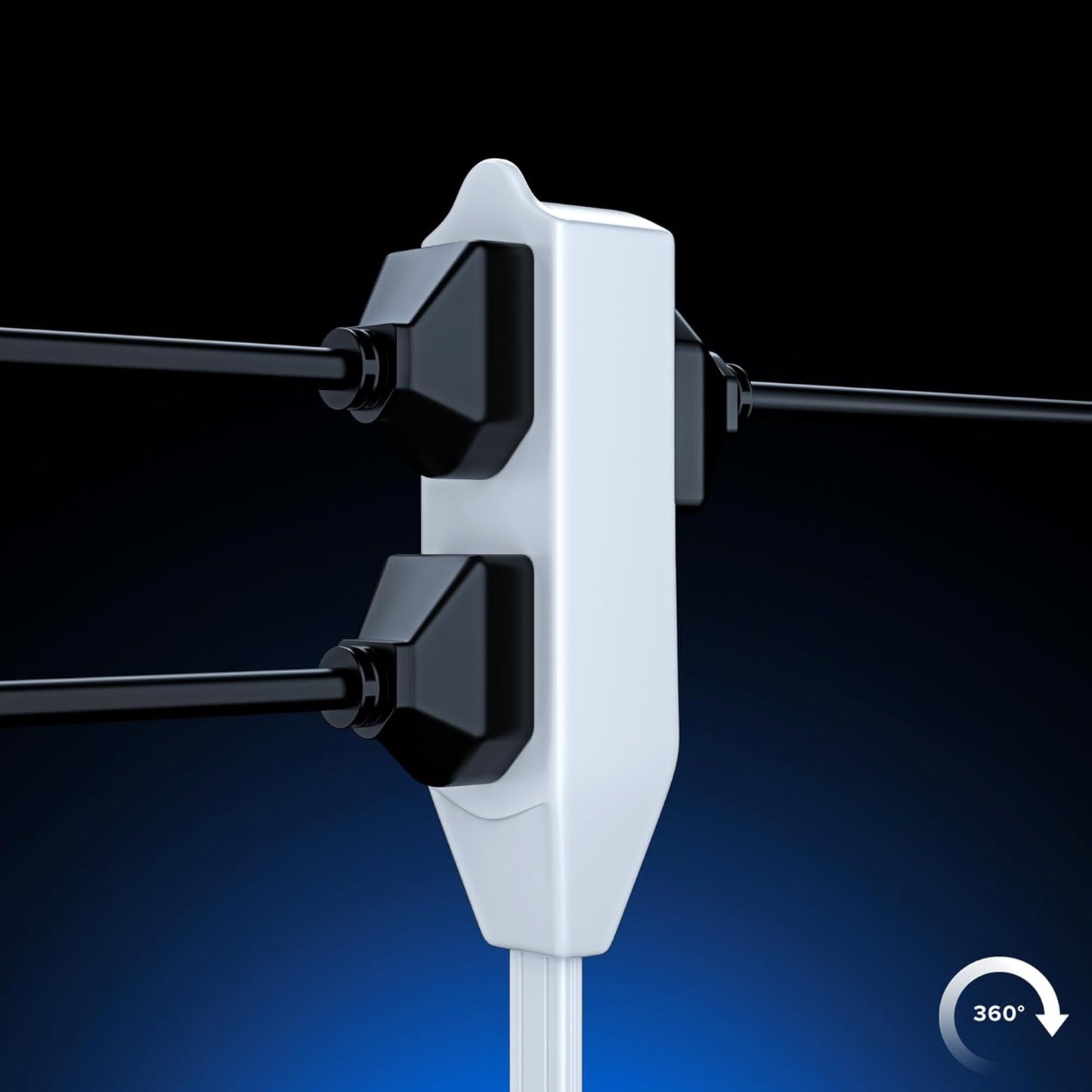 Maximm Cable 4 Ft 360° Rotating Flat Plug Extension Cord, 16/3 AWG Multi 3 Outlet 3-Prong Grounded Wire- White - UL Certified