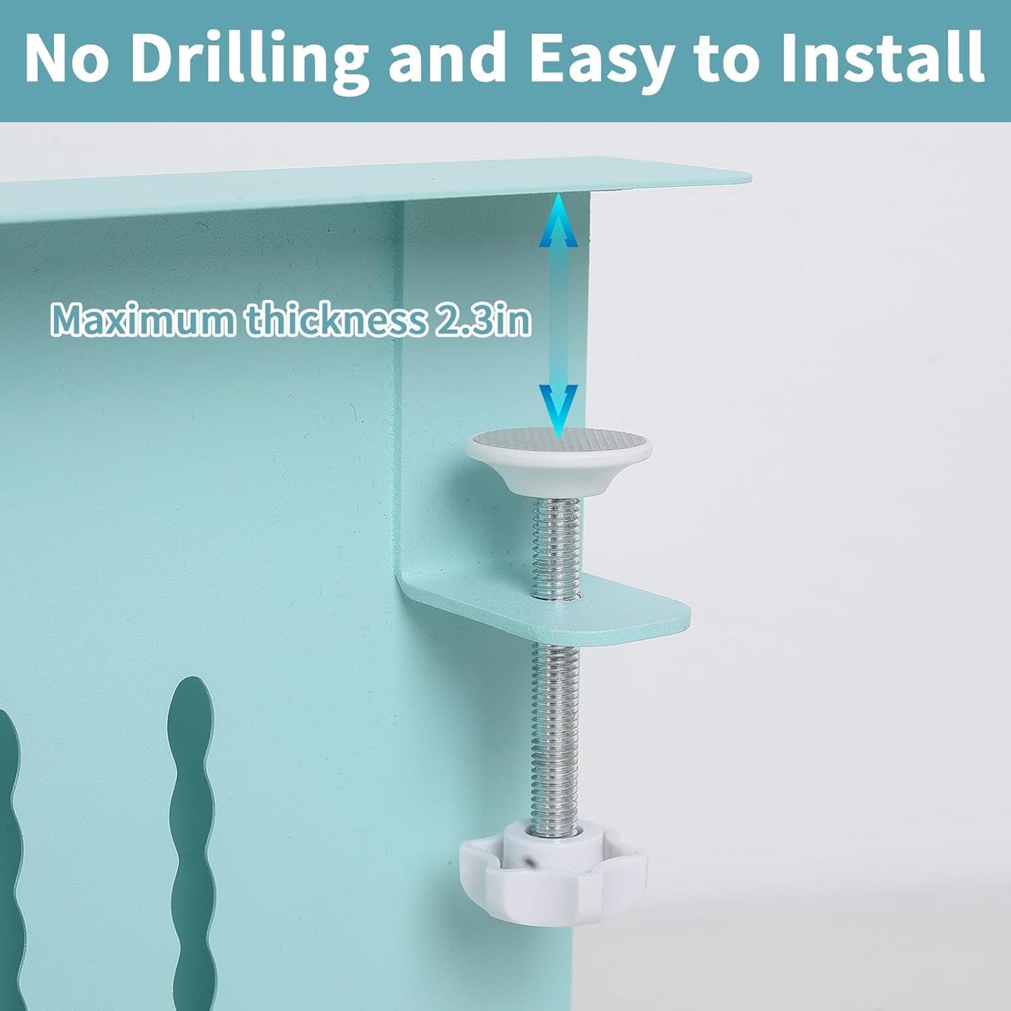 Desk Side Storage Organizer, Under Desk Laptop Holder Clamp on Table Shelf, No Drill Laptop Mount with Magnetic Pen Holder, Hanging Table Organizer for Office and Home