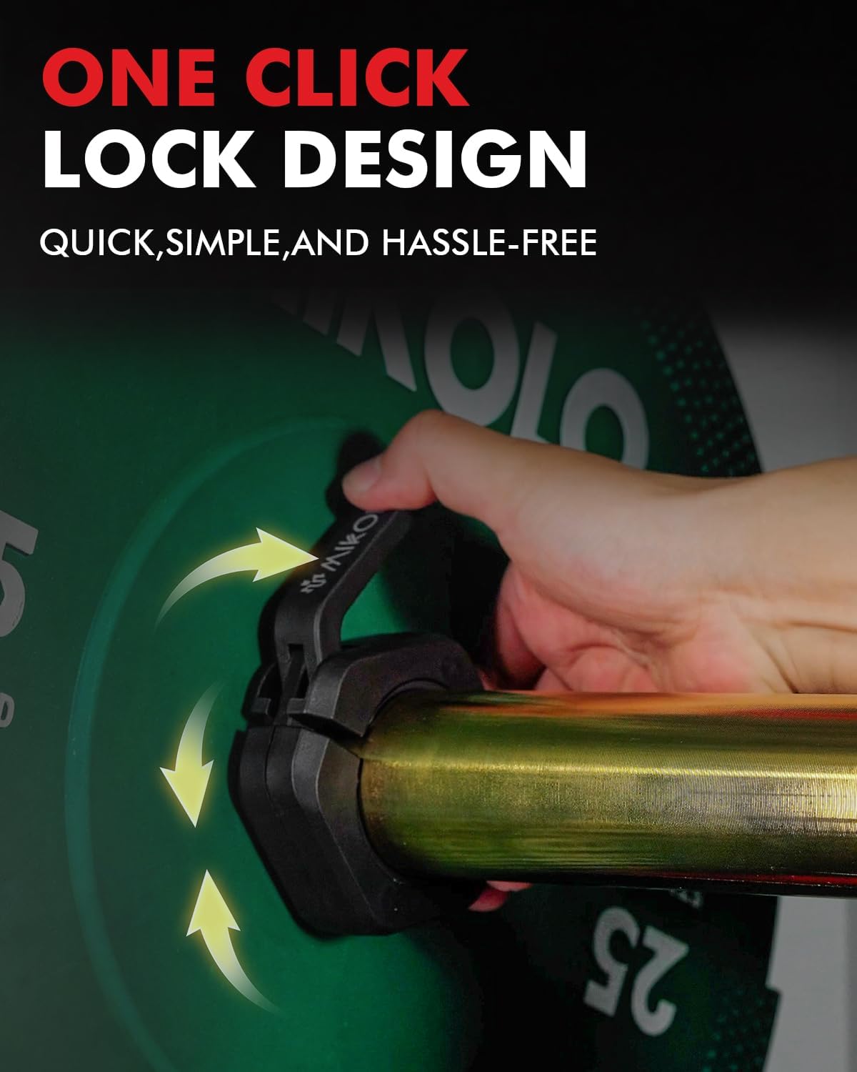 Mikolo Barbell Clamps,2-Inch Olympic Barbell Clips with Anti-Slip TPR Lining and Quick Release for Home and Gym Use