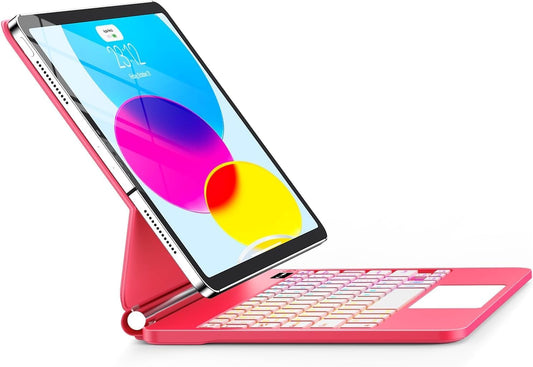 for iPad 11th (A16) & 10th Generation Case with Keyboard – Magic-Style Magnetic – Floating Cantilever Stand - Multi-Touch Trackpad Keyboard Case for iPad 11 inch 2025&10th Gen 10.9 inch (Rose Red)