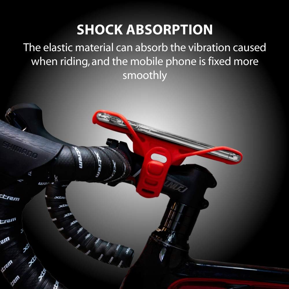 BONE Bike Tie Pro 3, Bike Cell Phone Mount for Stem, Scratch-Free Silicone Holder with Shock-Absorbing Design, Universal Cycling Phone Holder Compatible with Most Smartphone (Red - Stem)