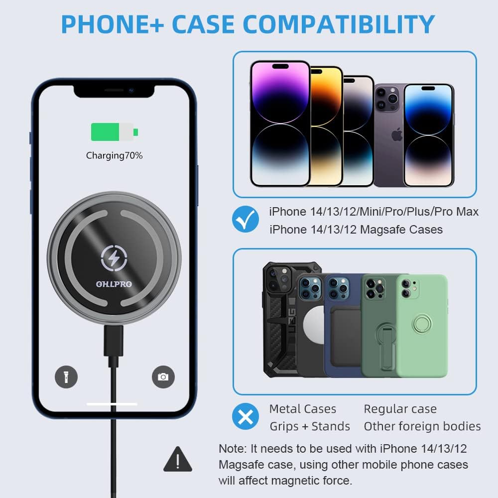 Magnetic Wireless Car Charger Compatible with MagSafe Car Charger Mount, 360° Adjustable Auto Alignment Air Vent Mount for iPhone 13/13 Pro/13 Pro Max/13 Mini/iPhone 12/12 Pro/12 Pro Max,(Silver)