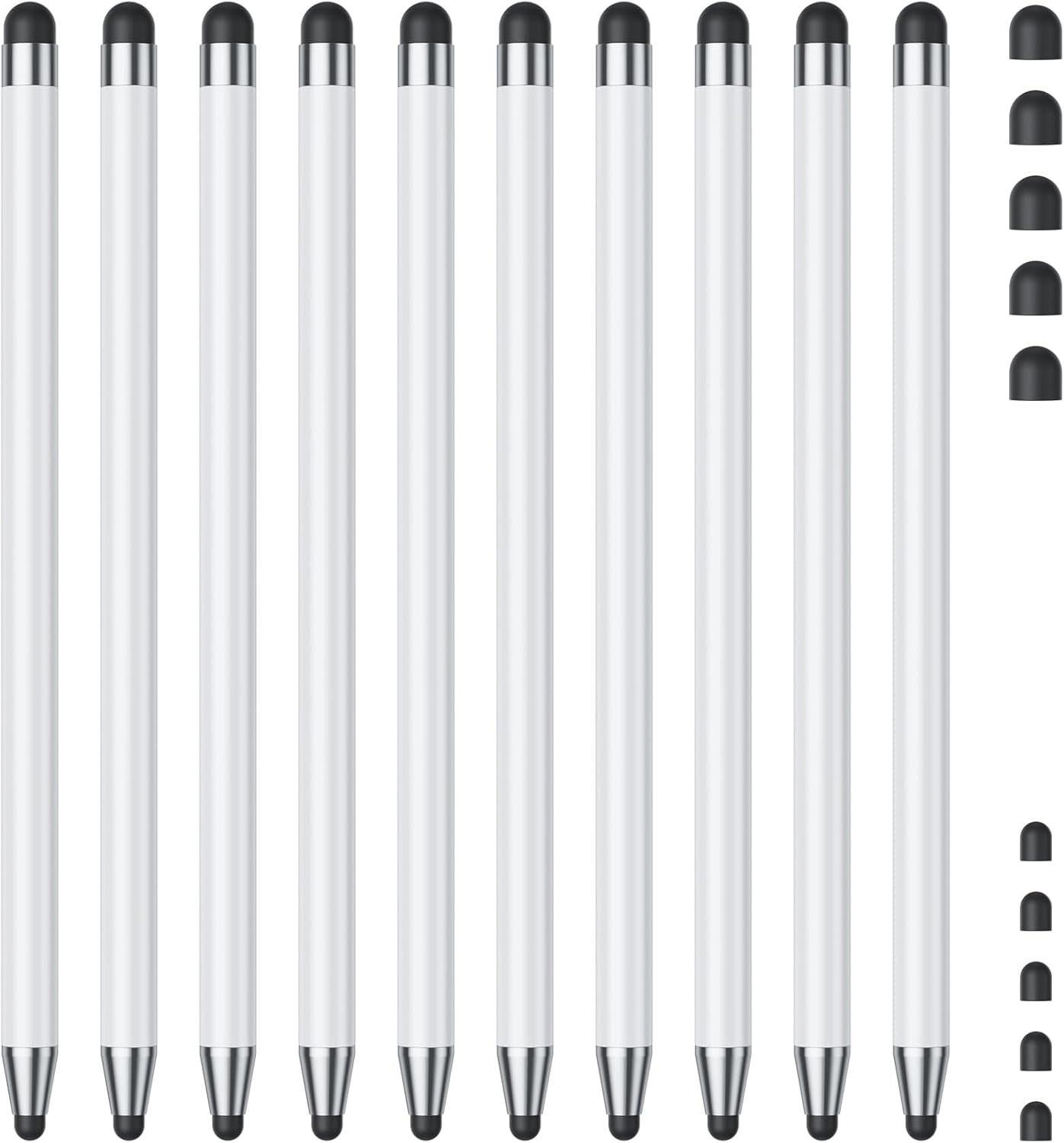 Stylus (10Pcs), Stylus Pen for Touchscreen, High Precision and Sensitivity Stylus Pen for iPad/iPhone/Samsung/Android Smartphone and Tablets, Compatible with All Capacitive Touch Screen (White)