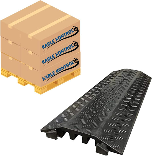 Kable Kontrol Drop Over Floor Cord Cover – 40” Inch Long 3 Channel Cable or Wire Protector – 10 Pcs Bulk Pack - Rubber Ramp for Indoor and Outdoor Use – Black
