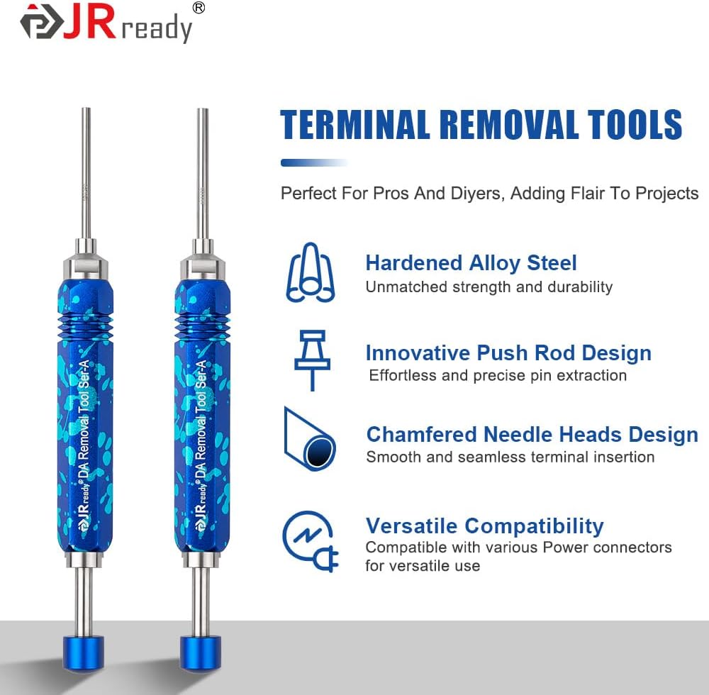JRready ST5289 Tube Type Ejector Rod Contact Pin Extraction Tool for Molex .062" & .093”/HARTING/TE Heavy Duty/Weather Pack/AMP 4.2/6.35/2.13/CPC/RT360 Contacts, Terminal Insertion Toolsl, 9PCS
