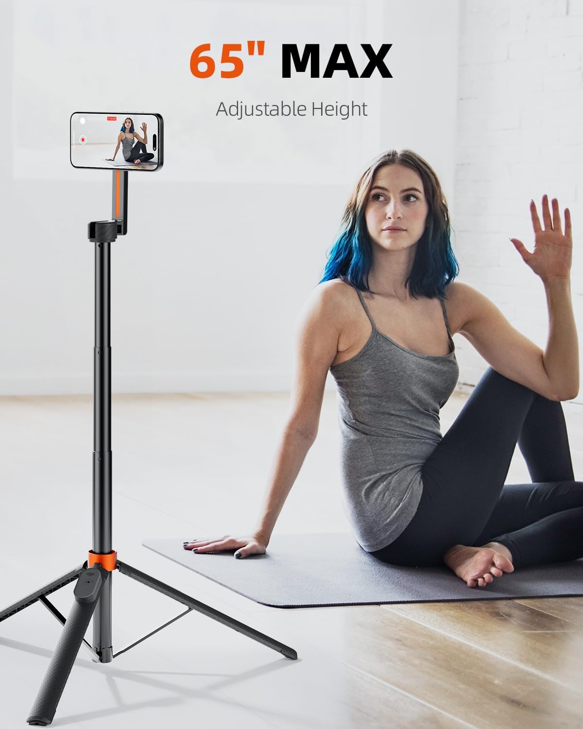 TODI 65" Magnetic Tripod for iPhone with Remote, Selfie Stick for iPhone Magsafe, Cell Phone Tripod Stand for Recording, Travel Tripod Compatible with 16/15/14/13/12 Series