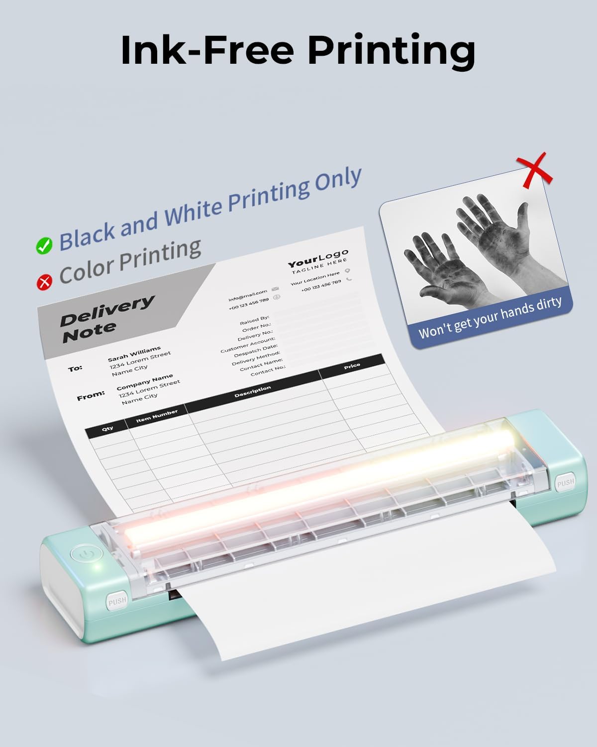 Phomemo M08F Portable Printers Wireless for Travel, Thermal Printer Support 8.5" X 11" US Letter Thermal Paper, Bluetooth Inkless Printer Compatible with iOS, Android, Laptop for Travel, Office, Home